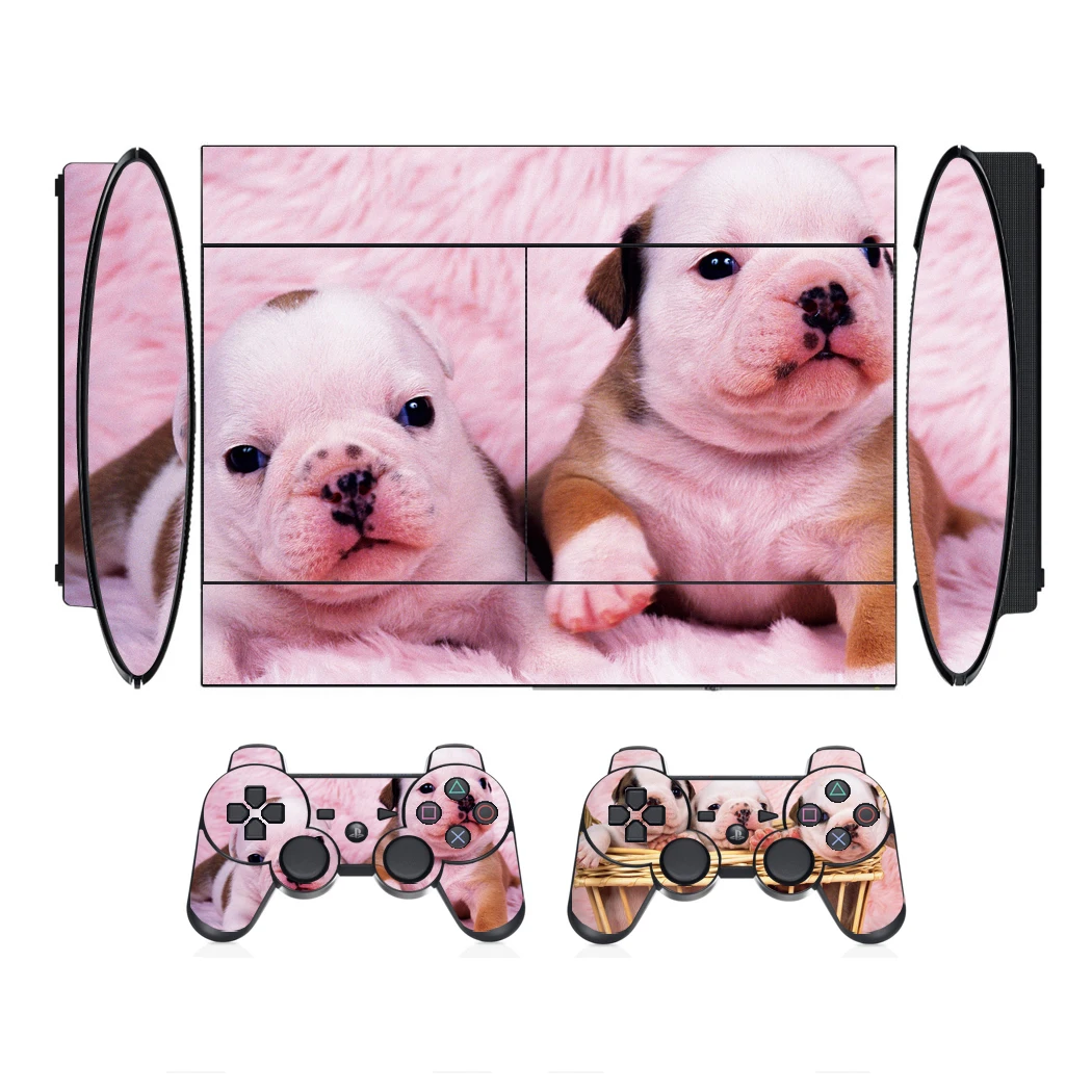 Animais de estimação vinil pele adesivo protetor para sony ps3 super magro e 2 controlador peles adesivos