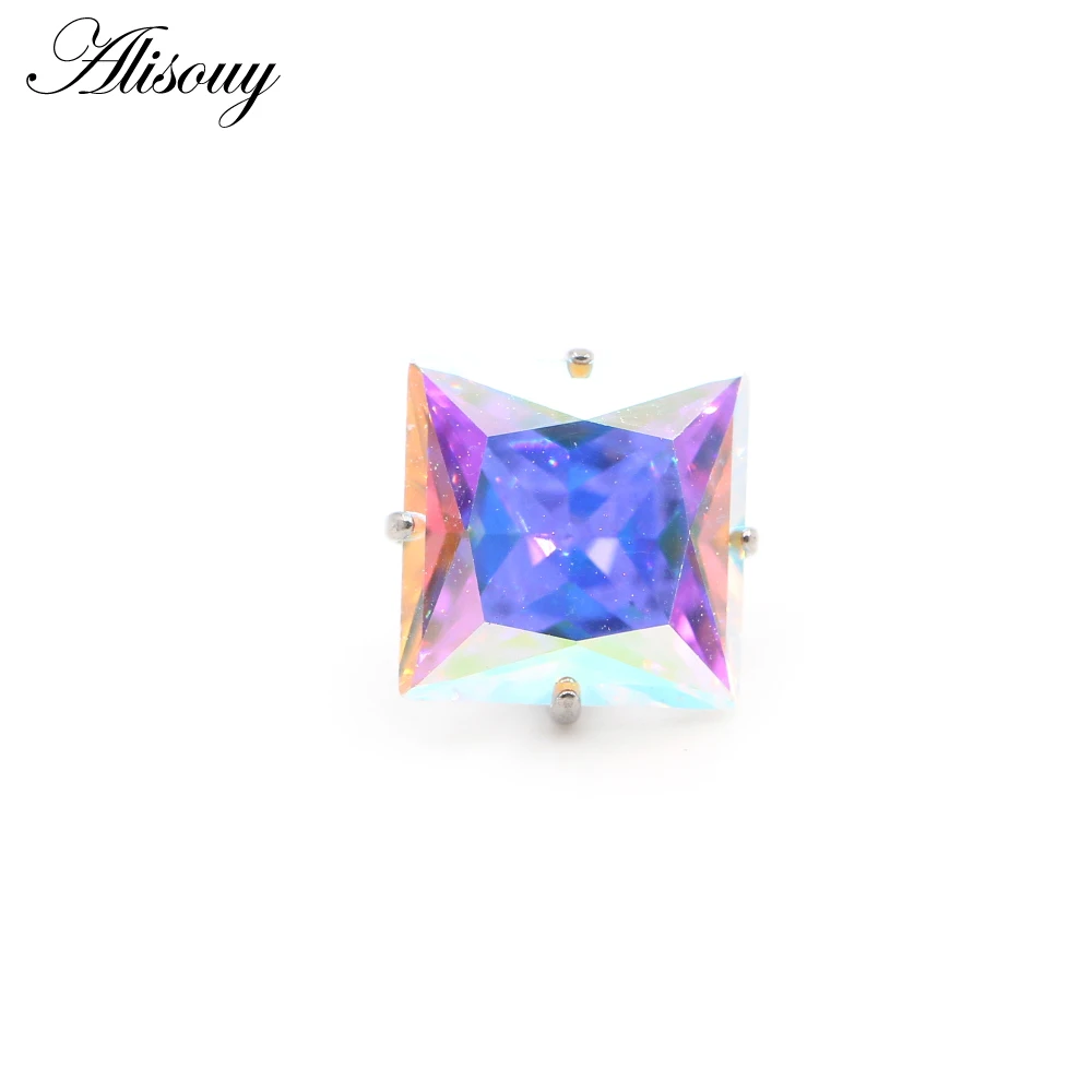 G23 Titanium Externally Thread Square Zircon Lip Labret Rings