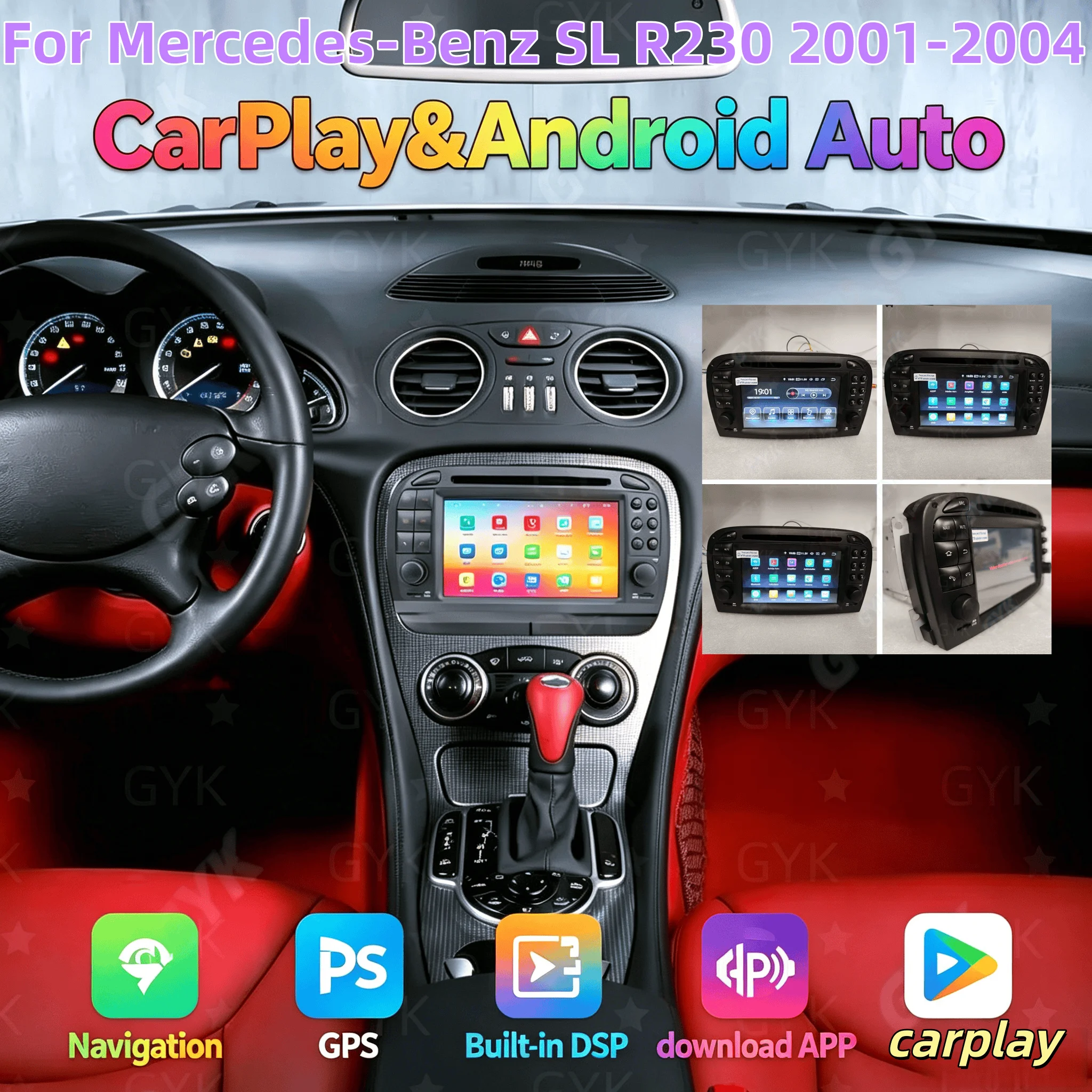 Android14  Multimedia Player HeadUnit For Mercedes Benz SL R230 2001 2002 2003 2004 Car Radio Carplay Stereo GPS Navigation 4G