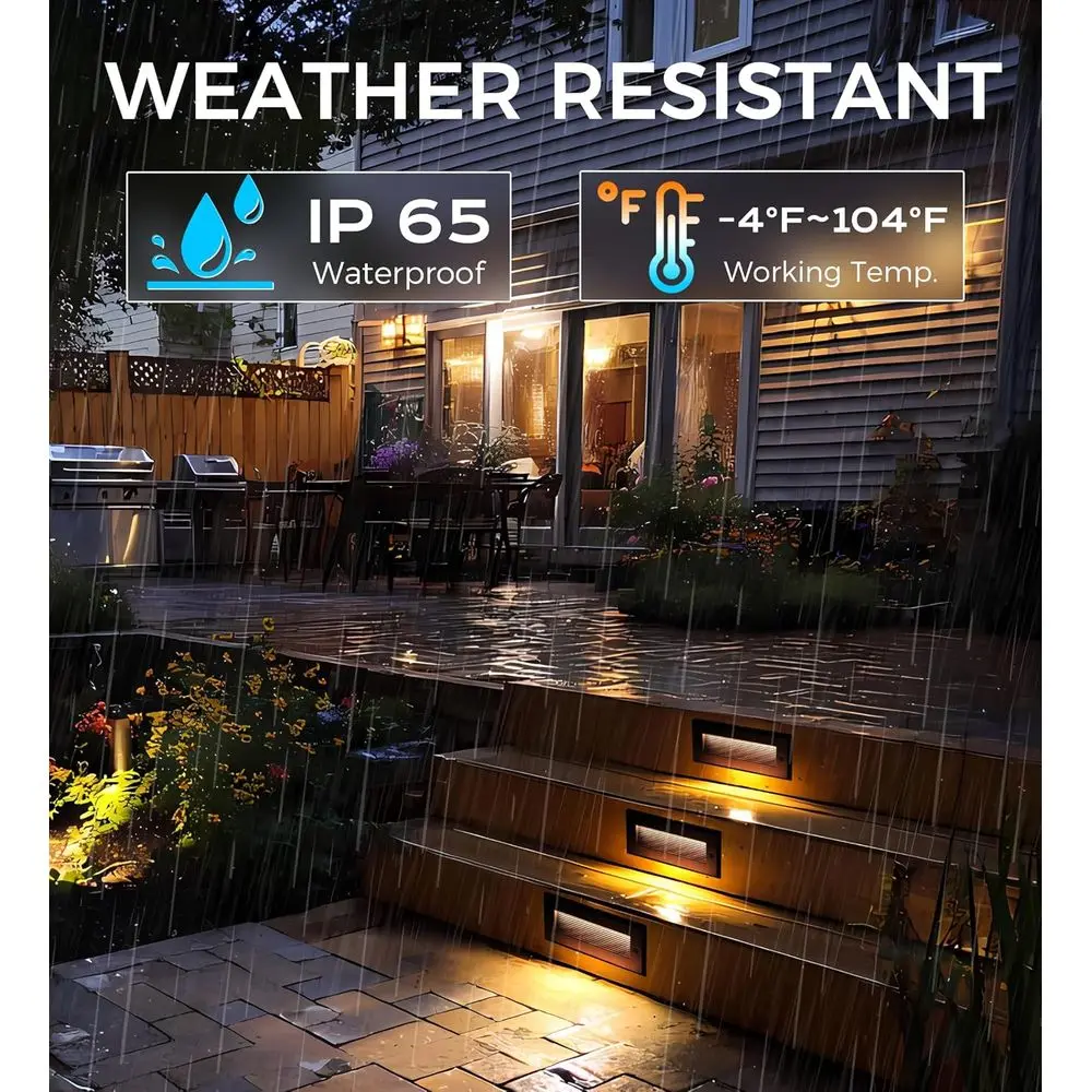 Luzes de passo externas LED 5CCT de 10 polegadas com brilho duplo, 12V-15V, 3W/5W, deck de alumínio preto e iluminação de escadas