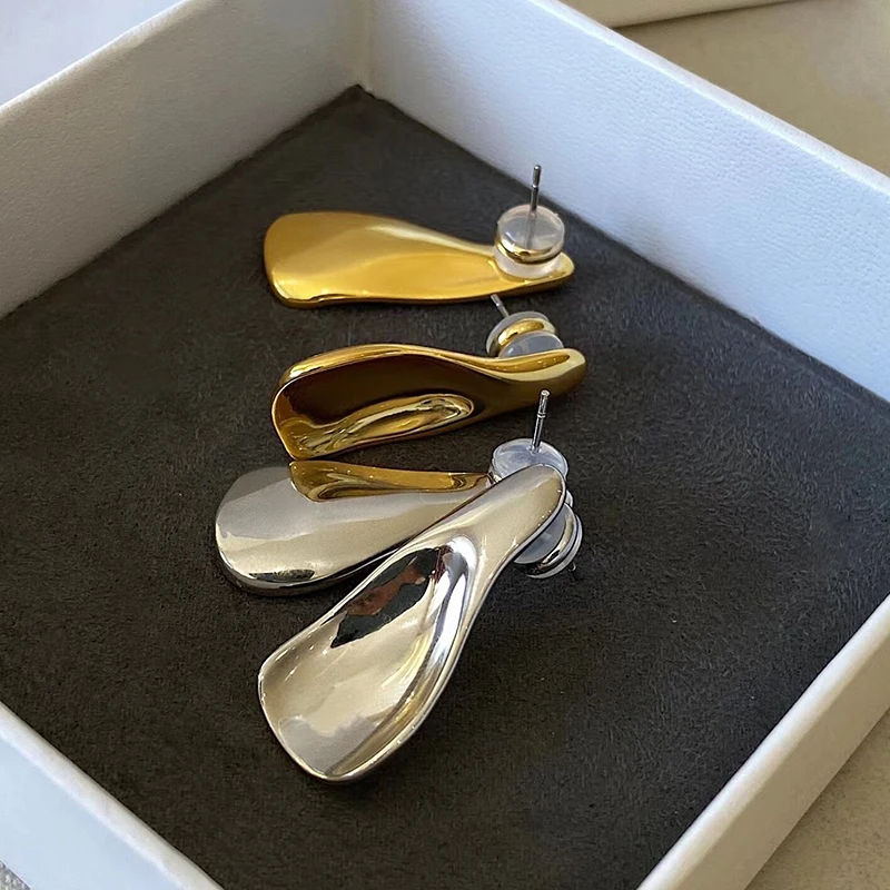 

Brass Horn Earrings Women Jewelry Punk Designer Runway Rare Simply Gown Boho Japan Korean