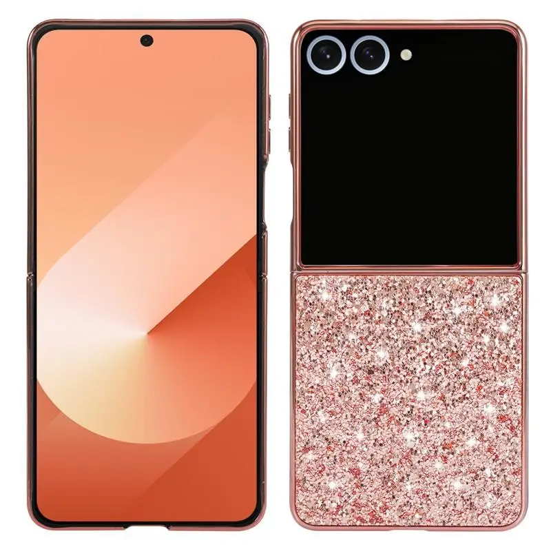 Bling Sequins Shockproof Phone Case For Samsung Galaxy Z Flip 7 Z Flip6 Flip5 Flip 4 Flip3 Luxury Glitter High-end Plating Cover