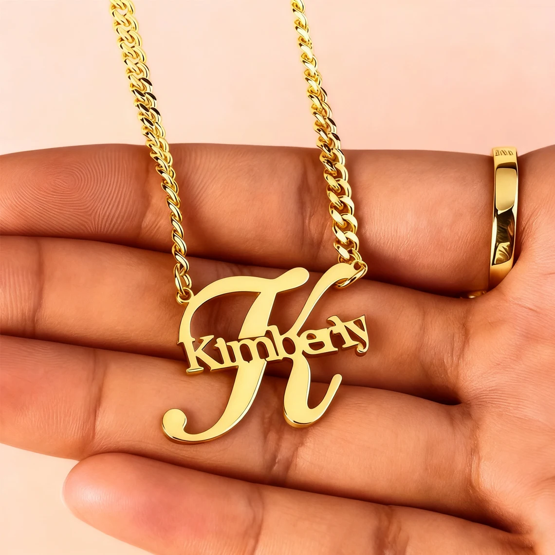 

Персонализированное ожерелье с большим именем и буквами для женщин и мужчин, кулон из нержавеющей стали с индивидуальным именем, пара, рождественские украшения, подарок