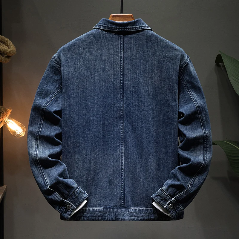 New autumn models Men's jacquard denim jacket Fashionable versatile zippered men's denim jacket