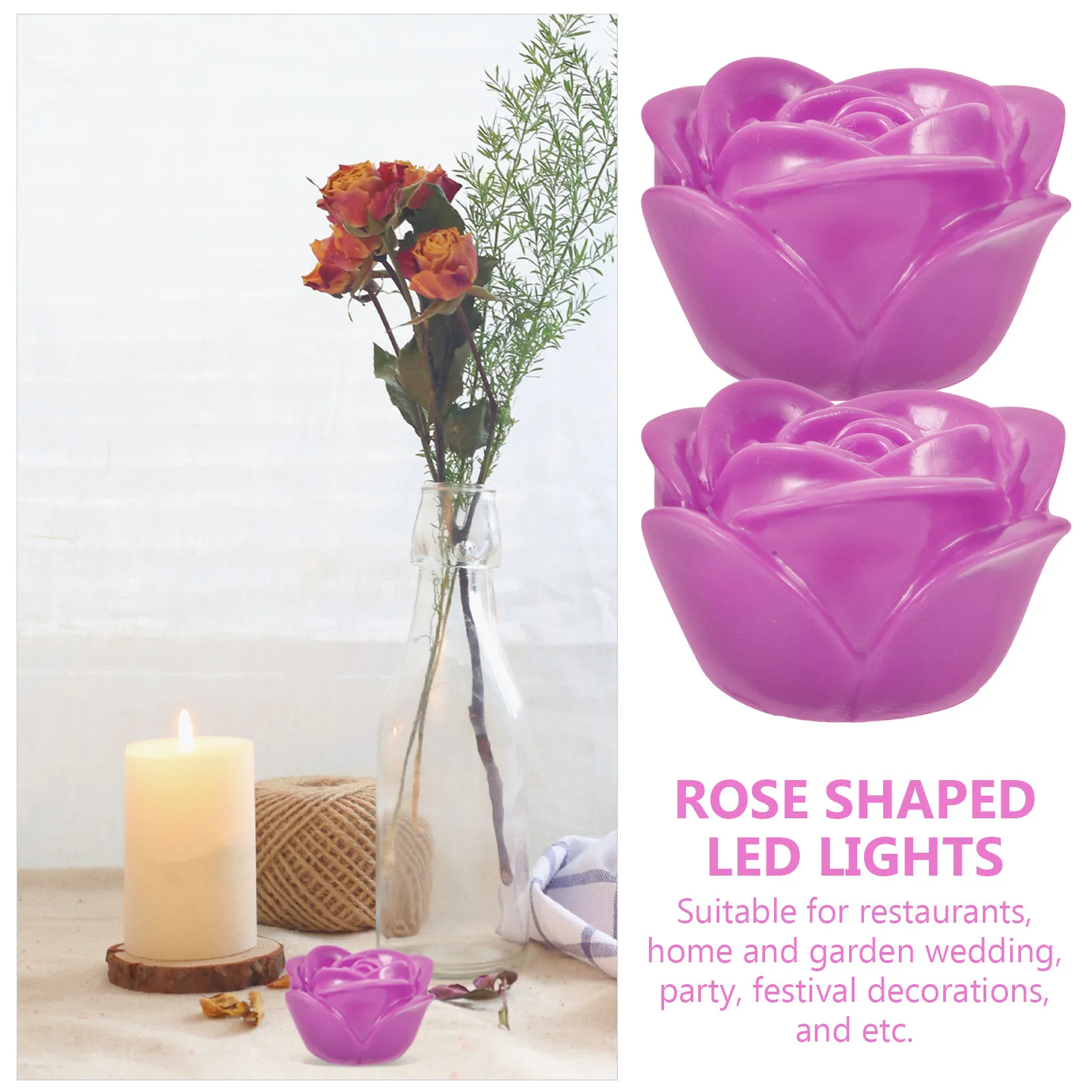 5Pcs Simulated Rose LED Lights Color Changing Night Light Battery Operated Floating Lights for Wedding Party Garden