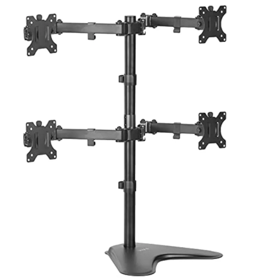 Office desk stand for 13 to 30 inch monitors aluminum alloy black supports up to 4 flat or curved displays with full adjustabil