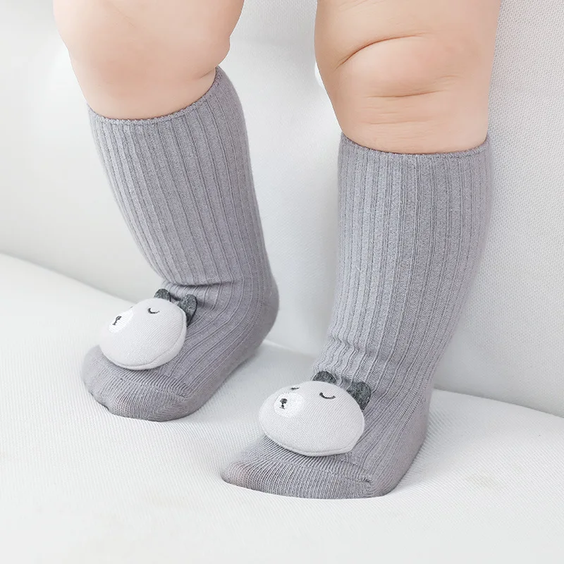 Cute Cartoon Animal Baby Socks Boys Girls Spring Autumn Soft Cotton Bear Cat Elephant Anti Slip Soled Newborn Toddler Socks New