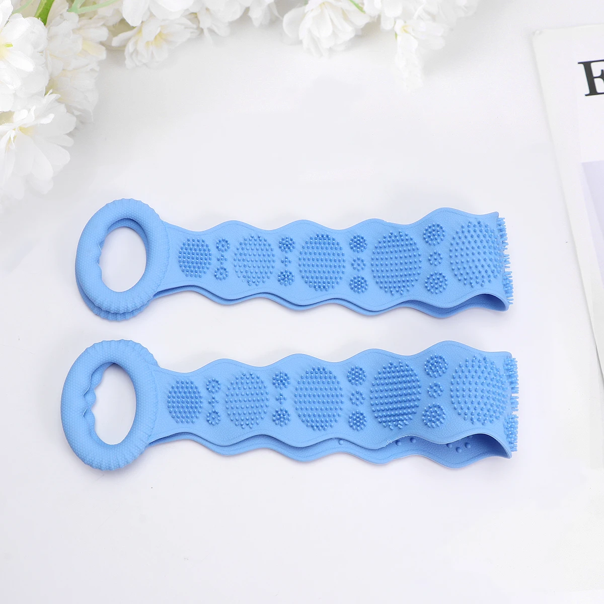 

2 Pcs Silicone Bath Towel Easy Clean Bathing Supplies Scrubber Blue Rubbing Travel