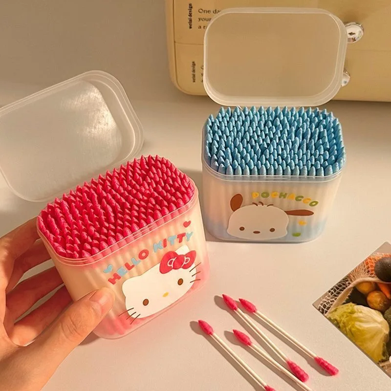 Cute anime Pochacco Hello Kitty Cartoon Double-Head Cosmetic Swab Home Disposable Makeup Remover Cleansing Swab Wholesale