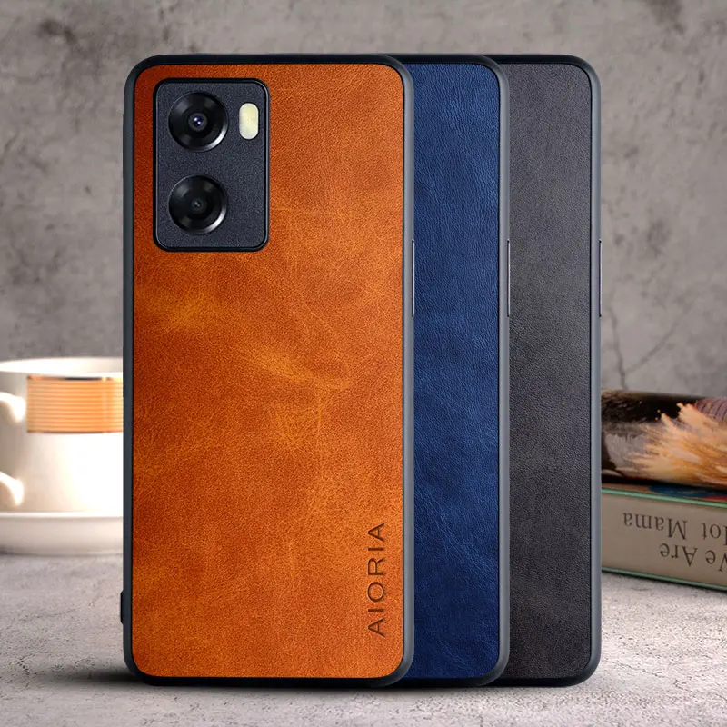 Phone Case for OPPO A57 5G A57S 4G coque Luxury Vintage leather Skin cover Soft TPU with Hard PC funda for oppo a57 case capa