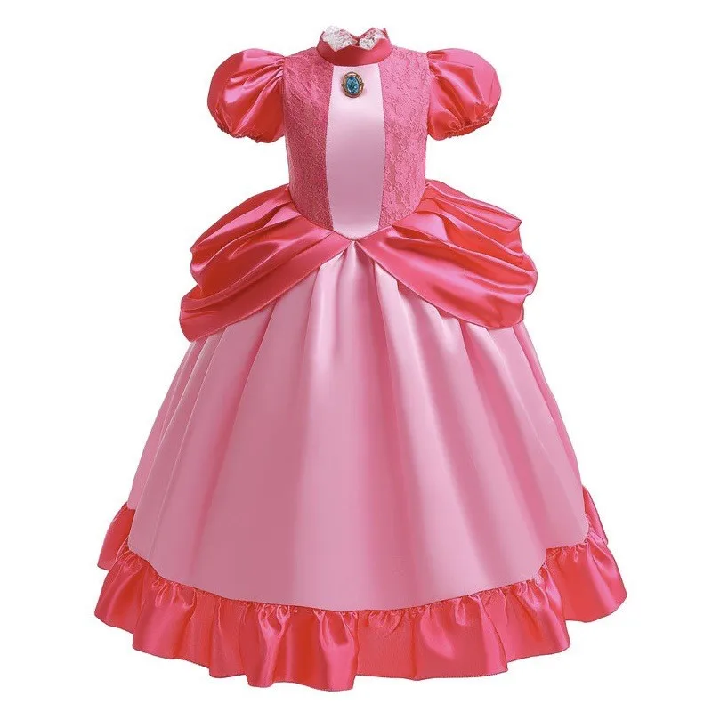 Új Barack Pink Hercegnő ruhát Baba lányok Dáma gyerekeknek cosplay Első lépés gyerekek születésnapi Farsang Avatás Első lépés ruhák 3-10yrs
