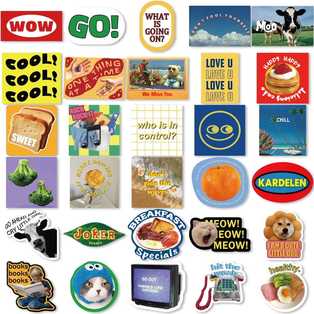 60PCS Ins Retro Cartoon Vintage Stickers Korea Style Cute Decoration DIY Laptop Motorcycle Phone Fridge Graffiti Kids Toys Gifts