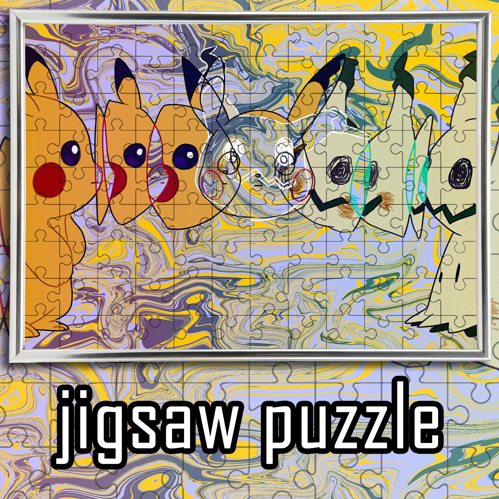 Pokemon Stadium Classic Scene with Mewtwo & Starters Anime Wooden Jigsaw Puzzle 108/200/300/500/1000pcs Color Box