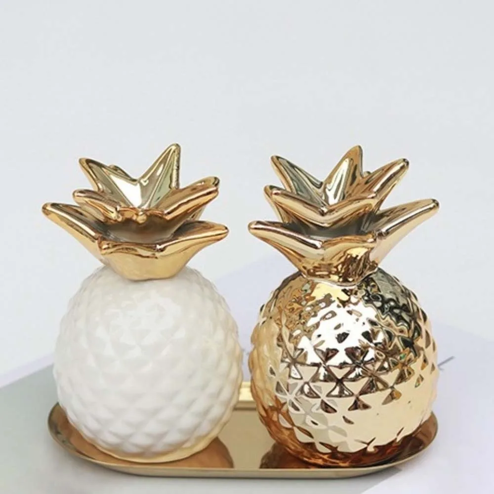 Ceramic Ceramic Pineapple Piggy Bank Gilding Nordic Style Savings Money Tank Desk Decor Golden Beans Container Money Jar Adults