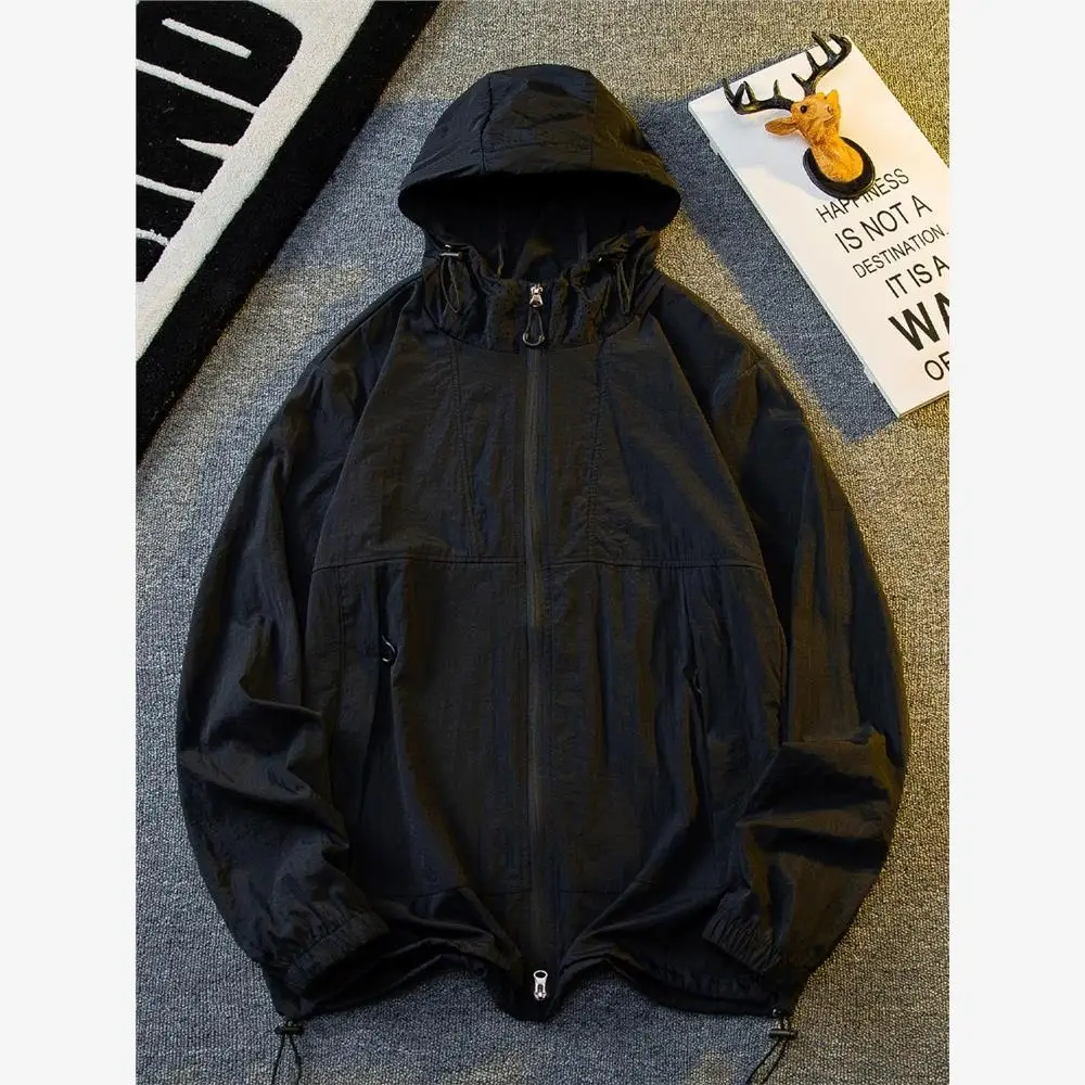 سترة خفيفة للرجال للحماية من الشمس في الهواء الطلق، سترة صيفية رقيقة بغطاء للرأس، ملابس أنيقة للرجال بأكمام قصيرة وياقة على ش... #2