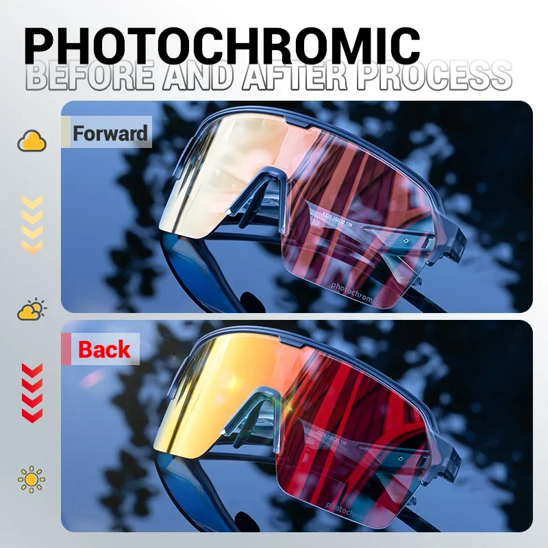 SCVCN Photochromic UV400 Protection Sports Glasses Men Women MTB Riding Windproof Goggles Driving Eyewear Cycling Sunglasses