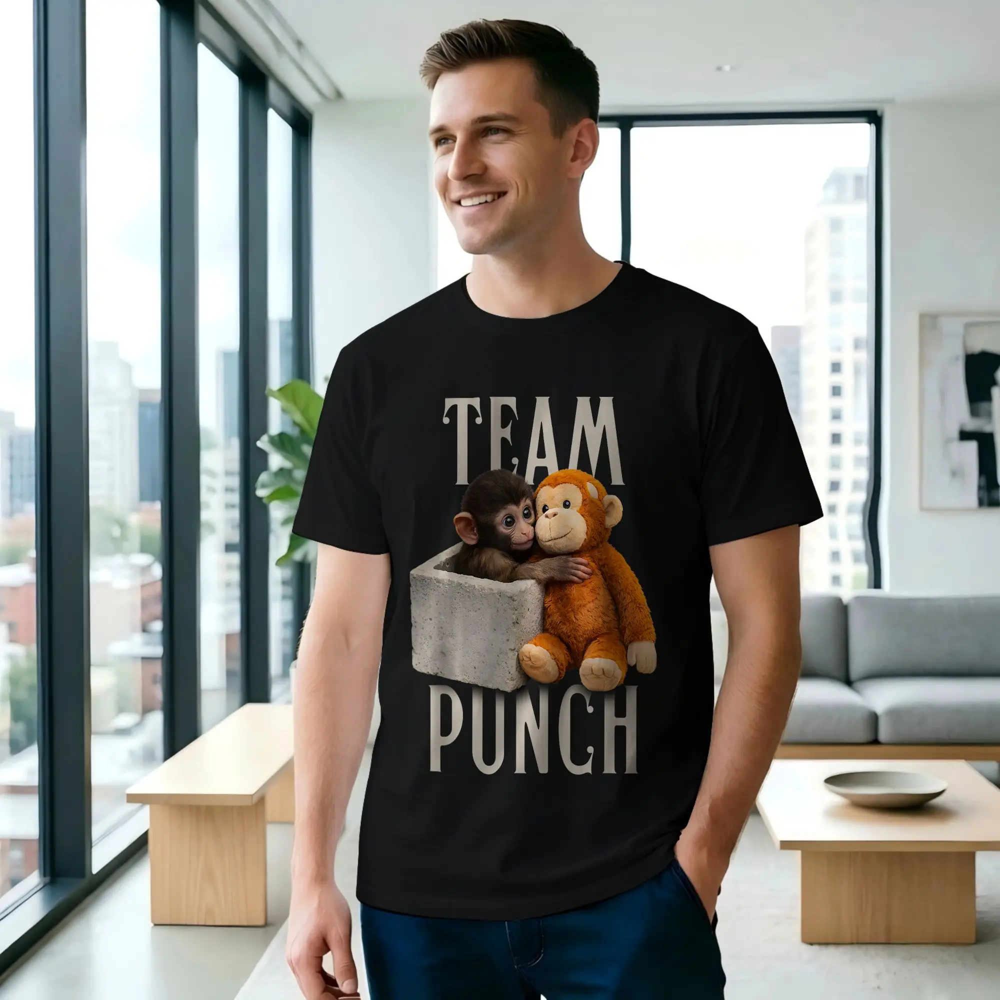 Monkey Punch Team Punch Men's T Shirt Punch Monkey Leisure Tees Short Sleeve Round Neck 100% Cotton Printed Clothing T-Shirt