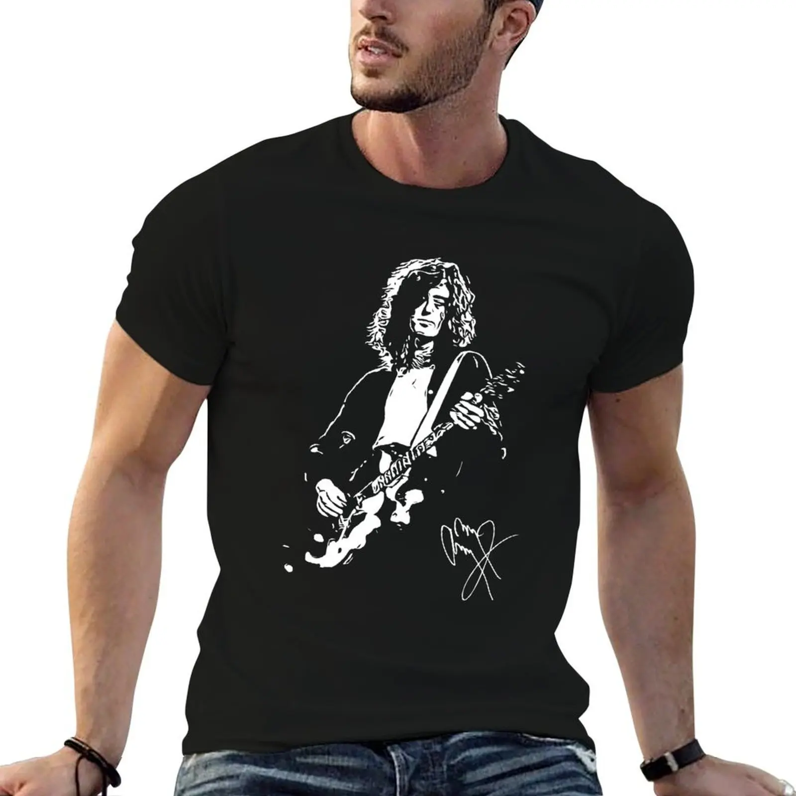 Jimmy Page Guitar 2 T-Shirt graphics Blouse slim fit t shirts for men