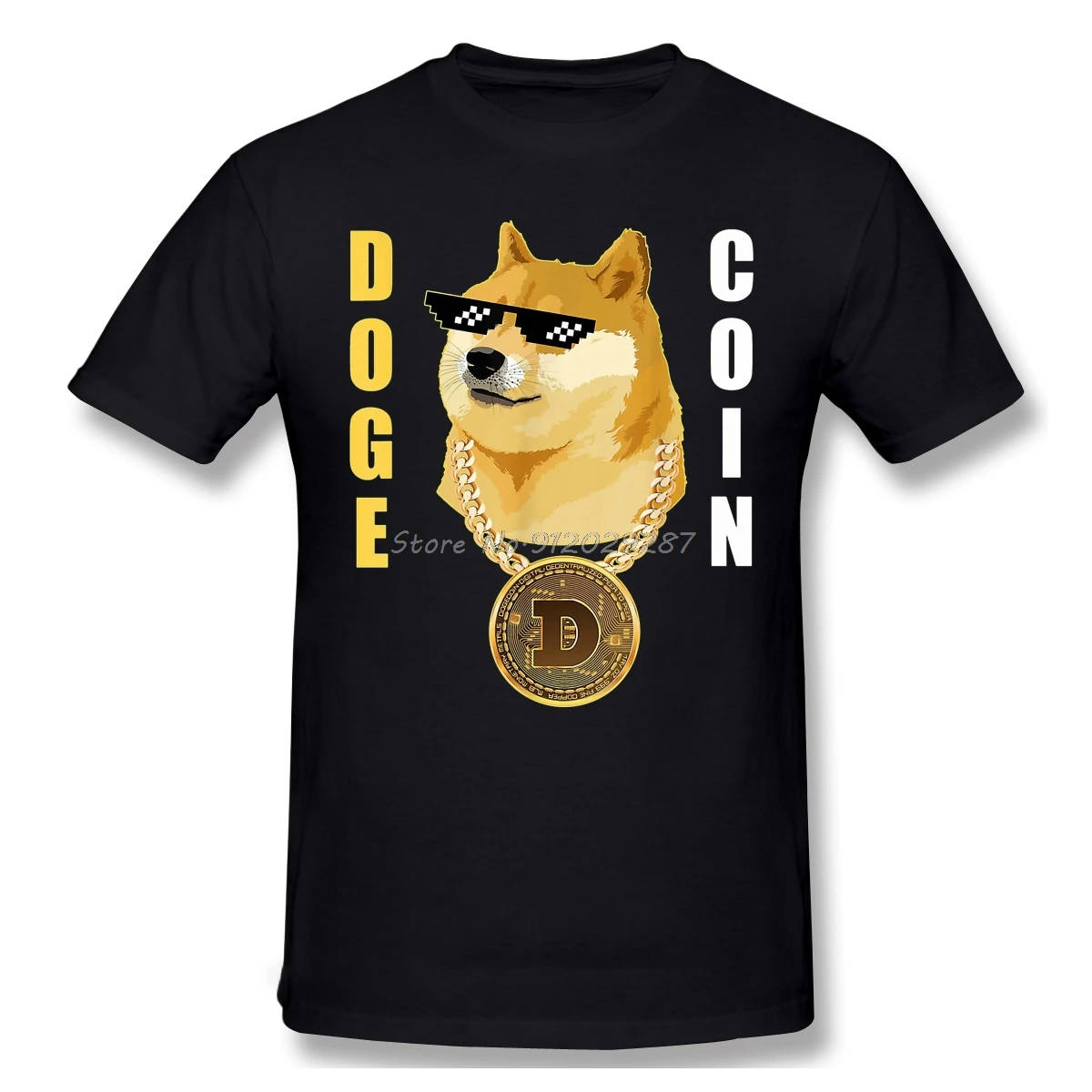 Doge Gansta Crypto Altcoin T Shirt Men Short Sleeve Cotton TShirt Doge Dogecoin  Bitcoin Digital Currency Casual Loose T-Shirt