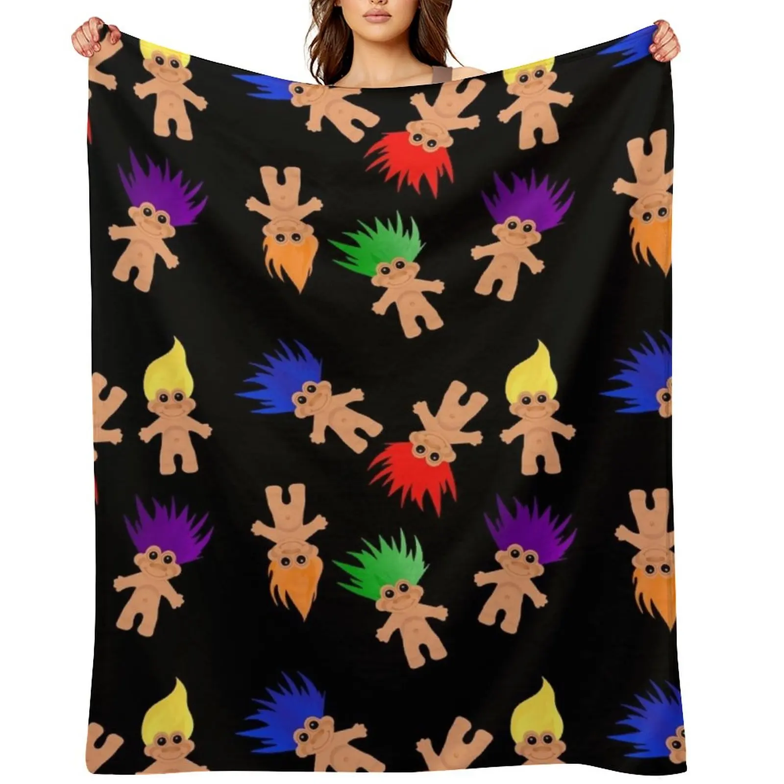 

Troll Dolls Pattern Throw Blanket blankets and throws Cute Plaid Soft Vintage Blankets