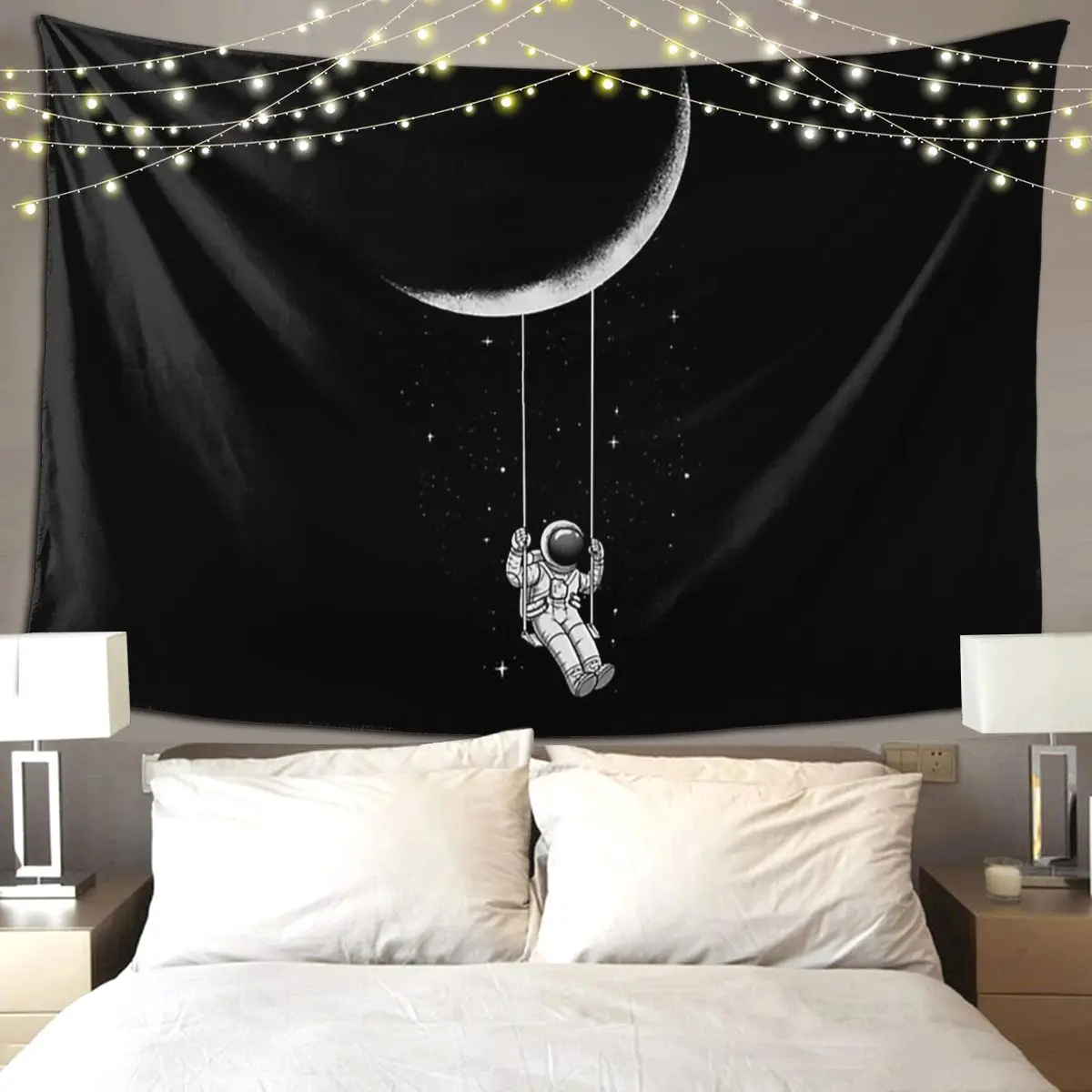 Moon Swing Tapestry Funny Wall Hanging Aesthetic Home Decoration Tapestries for Living Room Bedroom Dorm Room