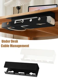 Under Desk Cable Management Cable Tray Under Desk With Clamp Power Strip Cord Holder No Drilling Sturdy Spacious supplies