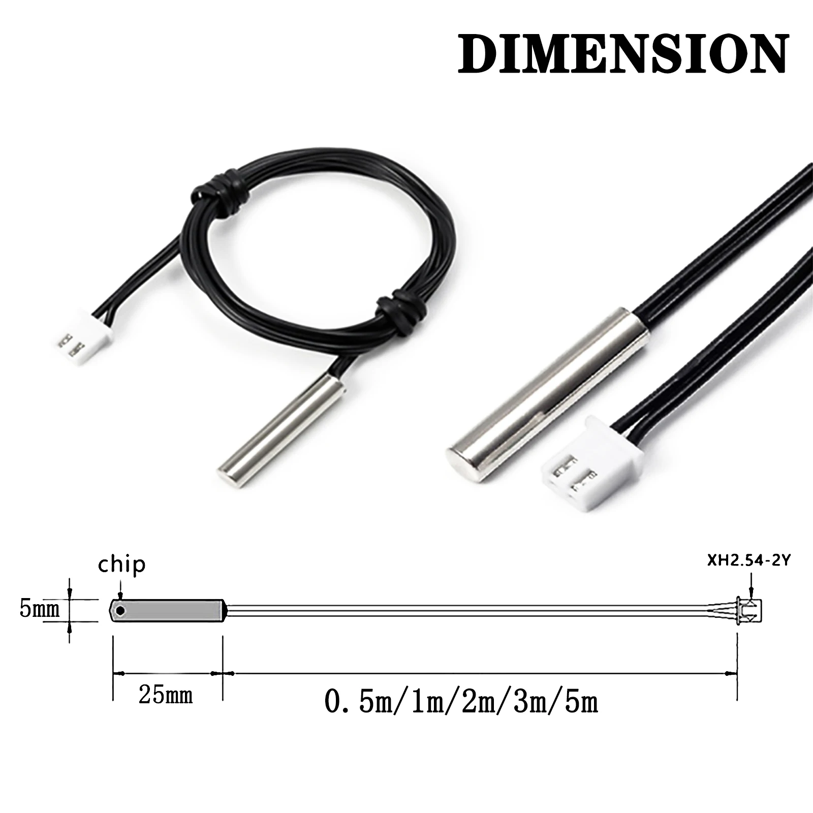 3950 NTC czujnik temperatury termistora wodoodporna sonda przewód 10K 1m/2m/3m/5m W1209 W1401 kabel X5.24-2P