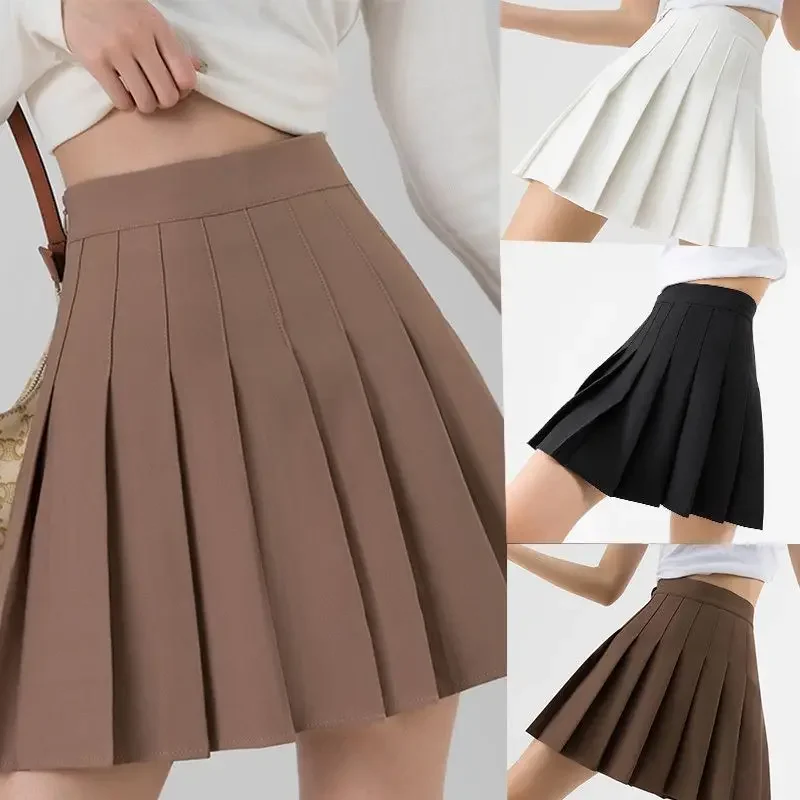 

Black Pleated Short Skirt for Women with High Waist and Slim Appearance Gray A-line Versatile Half Body Small Skirt