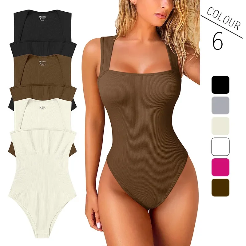 بدلة نسائية قصيرة محبوكة بخيوط ، بدلة جسم غير ملحومة ، بلا أكمام ، مرونة عالية ، لياقة بدنية ، يوجا ، تدريب ، نحيف ، يونيتارد رياضي ، بذلة