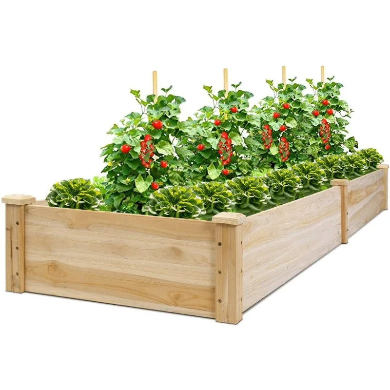 

Raised Garden Bed Planter, Wooden Elevated Vegetable Planter Kit Box Grow for Patio Deck Balcony Outdoor Gardening, Natural