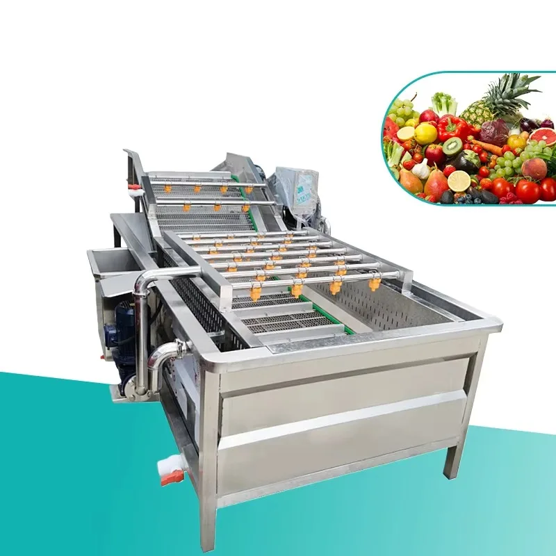 

Customized High Efficiency Bubble Cleaning Electric Fruit and Vegetable Machine 304 Stainless Steel for Spinach and Lettuce