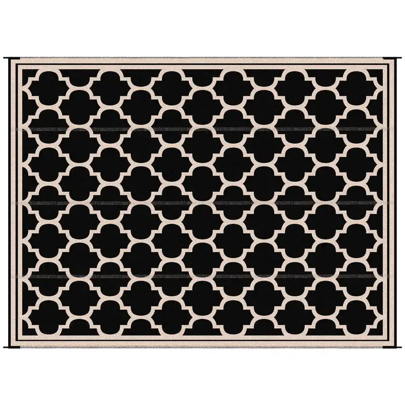 

Outsunny Reversible Polypropylene Outdoor Rug Folding, Durable, Perfect for Camping, Deck & Beach Black