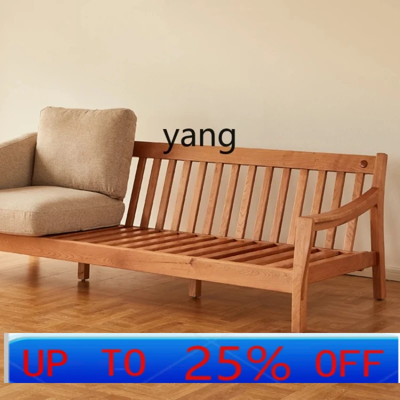 

CX Cherrywood Solid Wood Sofa Modern Small Apartment Living Room Fabric Craft Combination Furniture