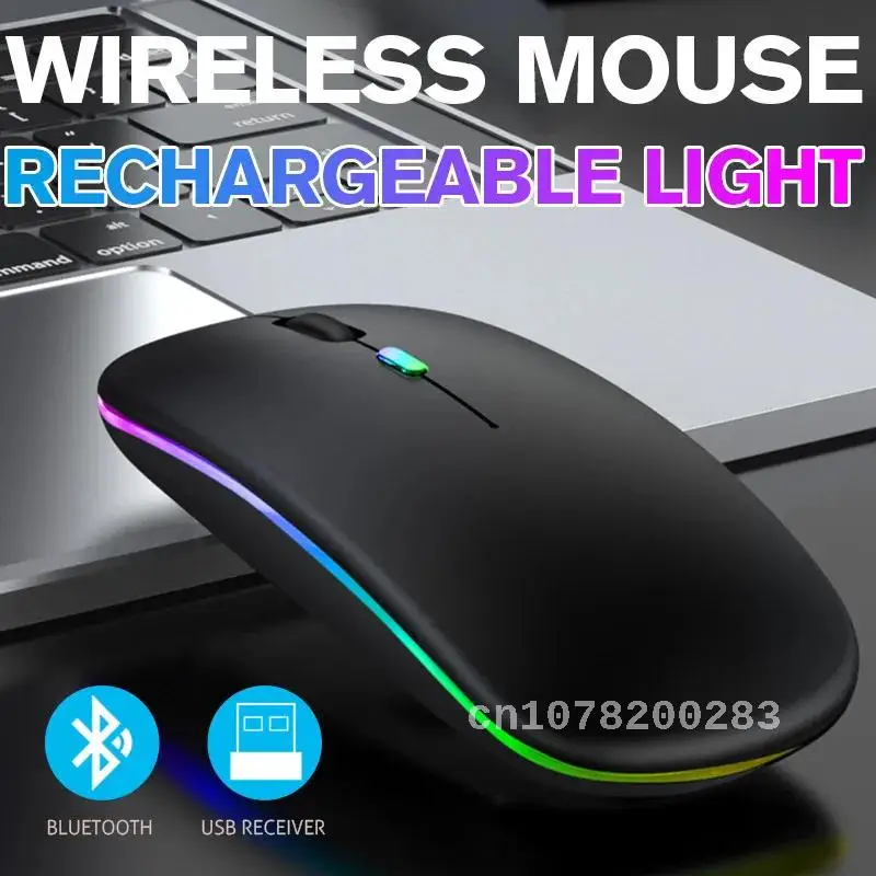 Tkey Wireless Mouse Bluetooth Rechargeable Mouse Wireless Computer Silent Mause LED Ergonomic Gaming Mouse For Laptop PC