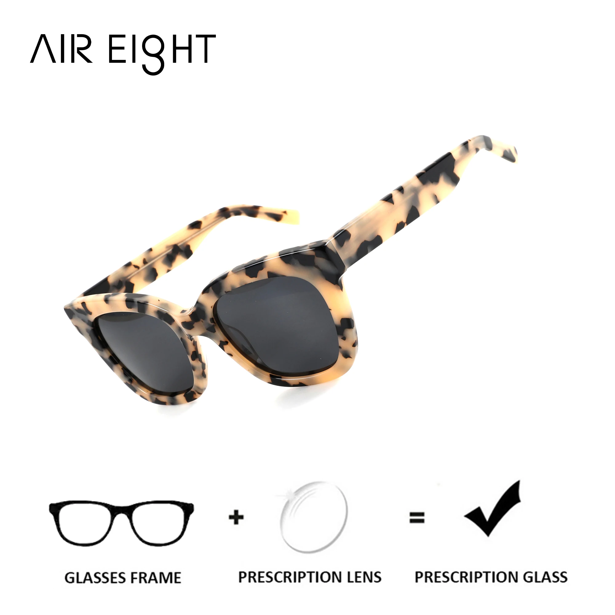 AIR EIGHT M Size Butterfly Handmade Acetate For Unisex Prescription Sunglasses Polarized UV400 Progressive Daily Eyewear