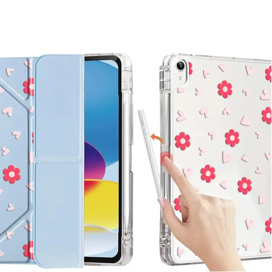 Sweet Red Flower Holder Cover Tablet Case For iPad Air 4 5 M3 M2 M4 11inch Mini 6 7 Pro 11th 10th 9th 8th 7th 12.9inch Pro 2025