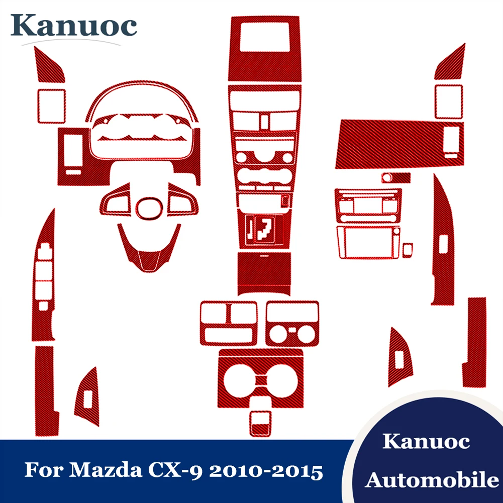 

Red Carbon Fiber New Car Stickers Accessories For Mazda CX9 2010-2015 Car Interior Trim Decoration Mouldings