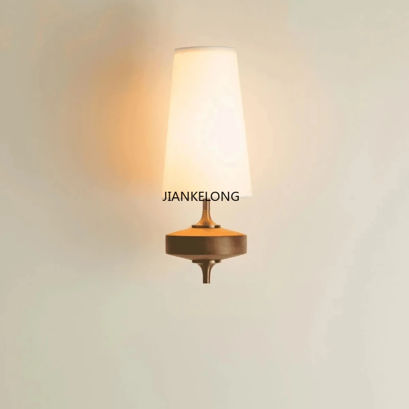Modern Fabric LED Wall Lamp Nordic Style Bedroom Bedside Lamp Korean Style Living Room Creative Minimalist Decorative Lamp