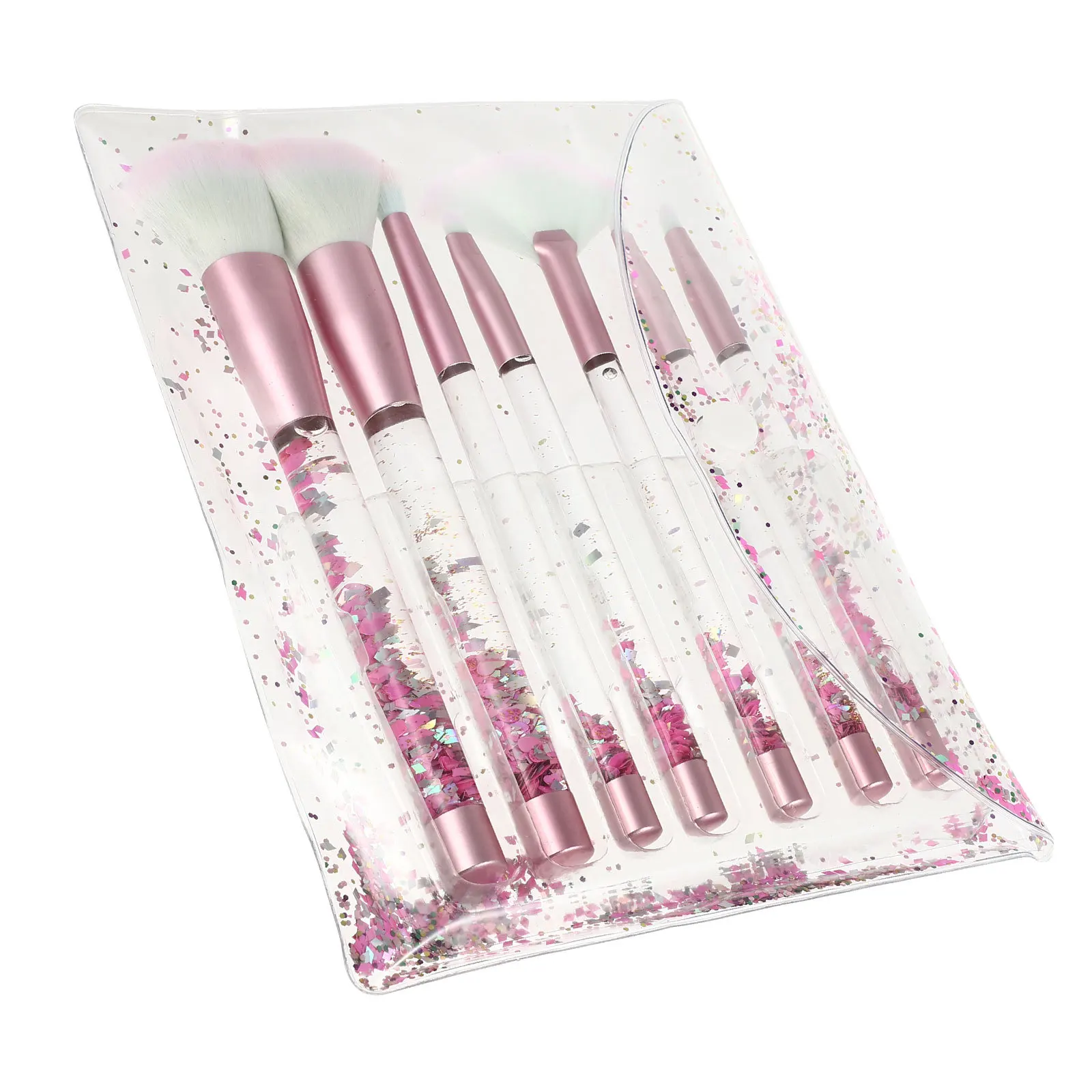 Yellow Crystal Scatter Cone Shape Makeup Brush Set Transparent Handle Portable Professional Kit for Flawless Makeup