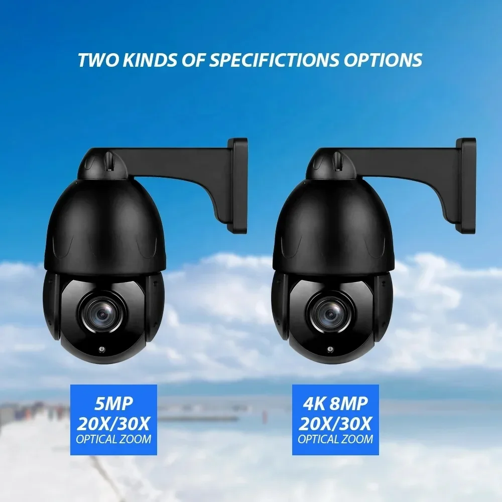 BOAVISION 4K กล้องโดม PTZ 8MP 30X ซูมกลางแจ้ง 5MP 48V POE PTZ ช่องเสียบการ์ด TF H.265 การเฝ้าระวังความปลอดภัยกล้องวงจรปิด IP กล้อง