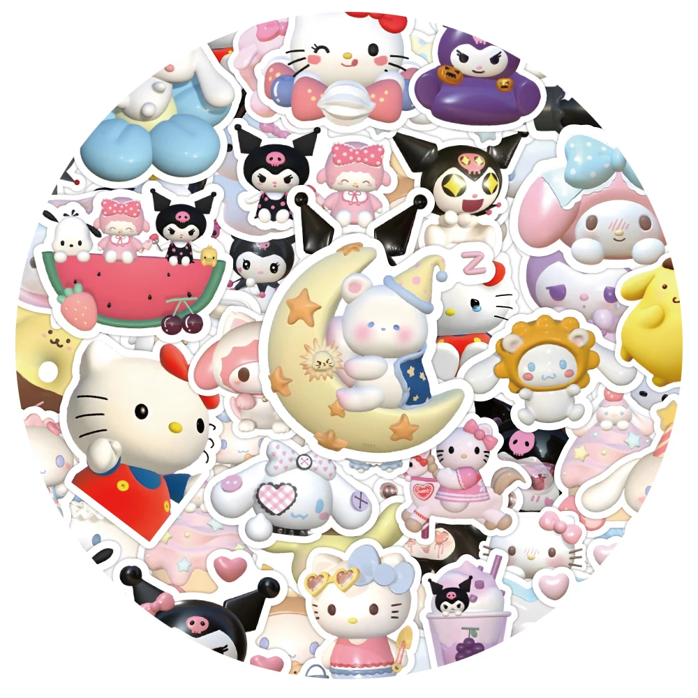 10/30/60/120pcs Kawaii Kuromi My Melody Hello Kitty Stickers for Kids Girls DIY Laptop Phone Cute Cartoon Sanrio Sticker Decals