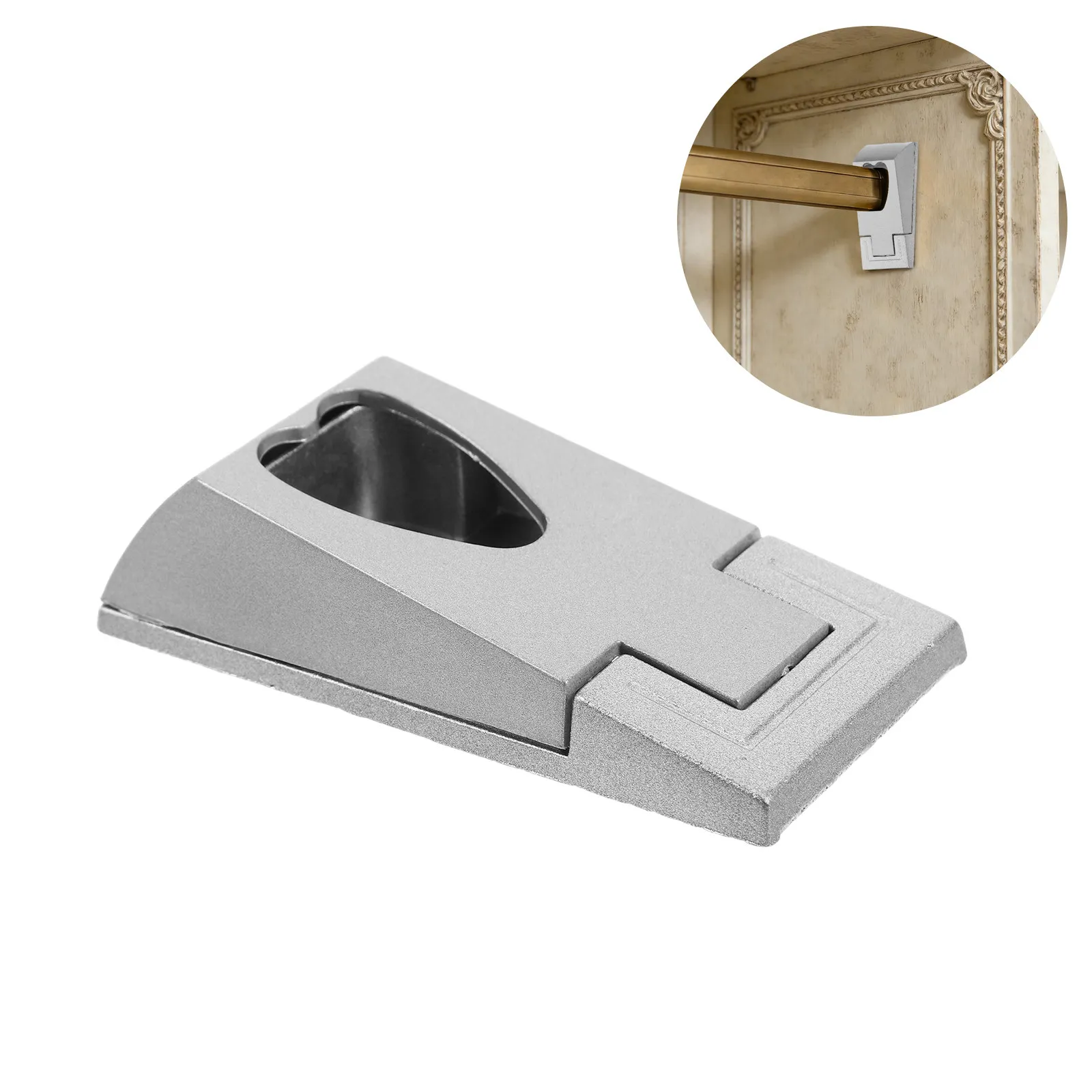 10Pcs Heart Shaped Closet Rod End Support Bracket Heavy Duty Zinc Alloy ABS Bedroom Wardrobe Cabinet Hanging Rod Holder Silver