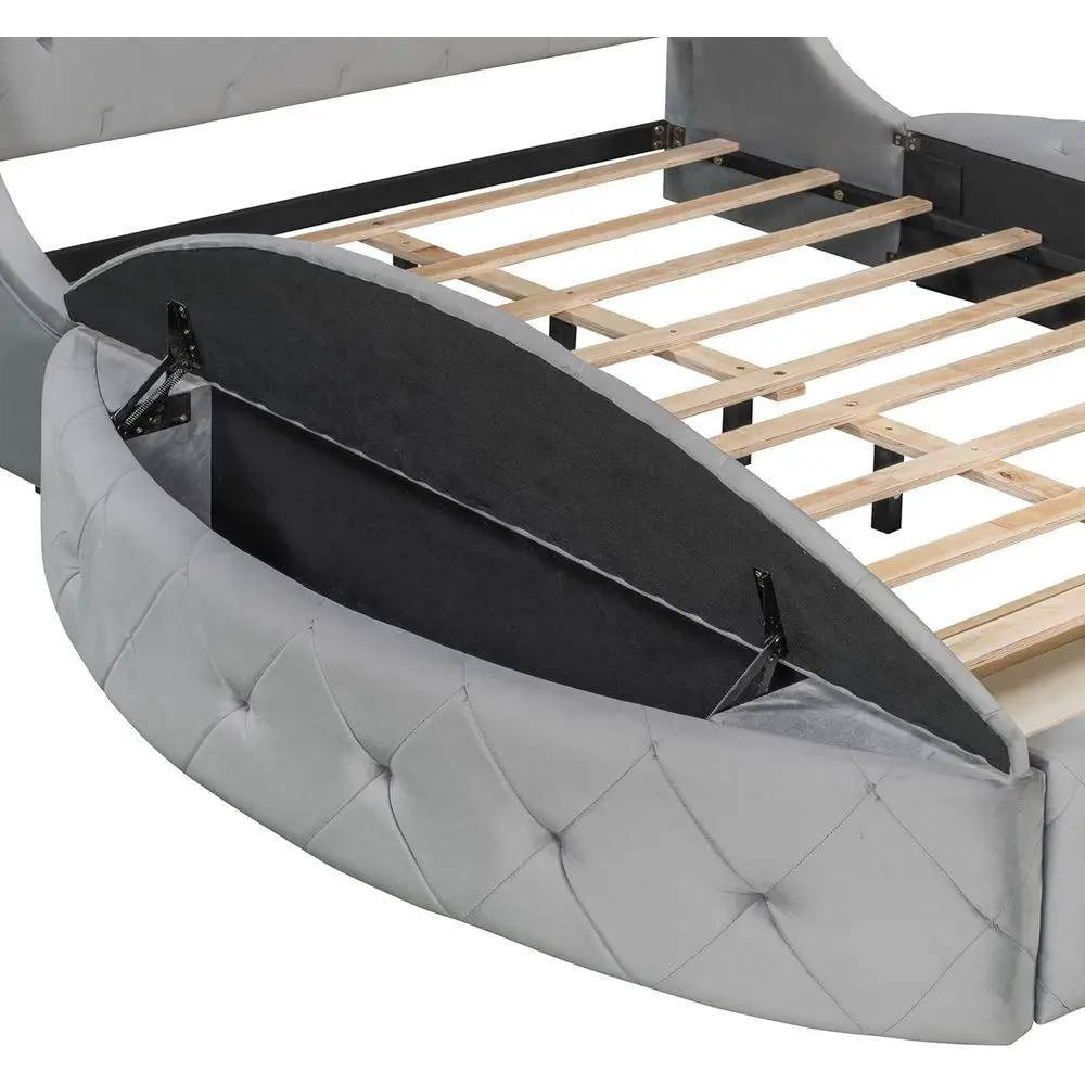 Grey Velvet Storage Bed 4
