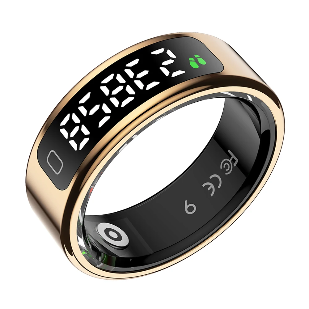 

New Smart Ring with Display Screen and Touch, Health Manager, Gesture Control, Waterproof, Long Battery For Men Women