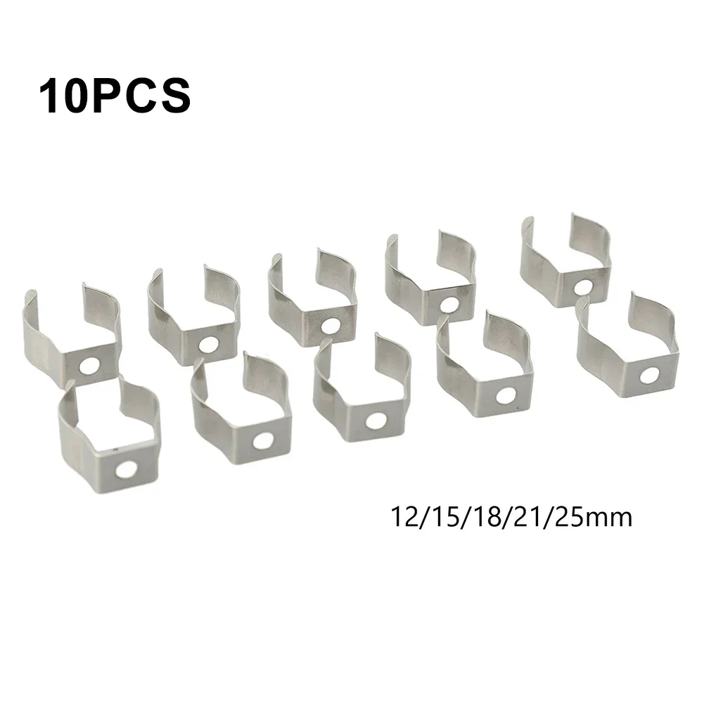 Clips de herramientas de rizo de resorte, 10 piezas, 12mm/15mm/18mm/21mm/25mm, acero inoxidable 304 resistente para organizar herramientas, accesorios