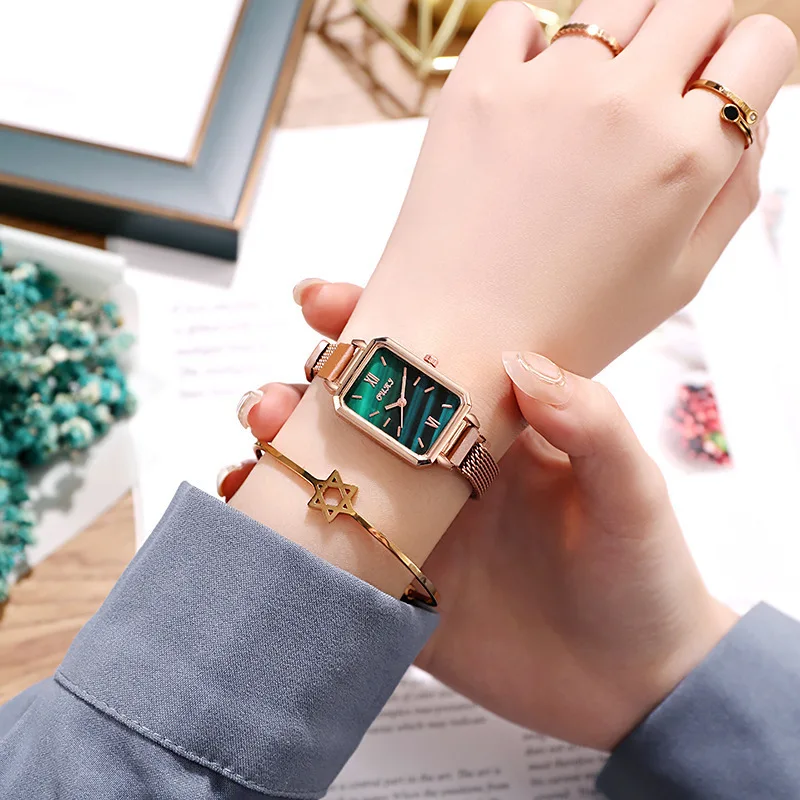 

New Korean Style Women's Small Green watch Simple Niche High Class Elegant Women's Quartz Factory