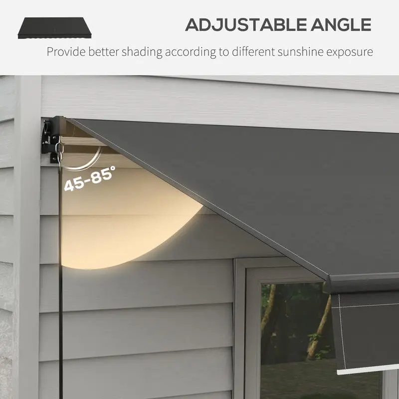 12' x 10' Retractable Awning, 280gsm UV Resistant Sunshade Shelter for Deck, Balcony, Yard, Dark Gray view 5