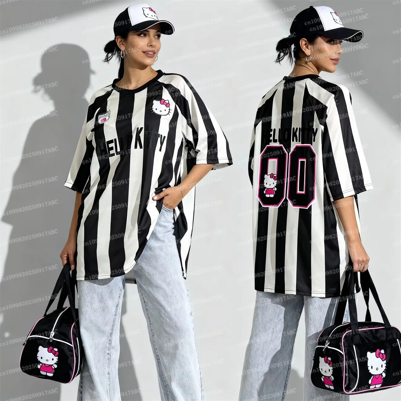 

Летняя мужская футболка Hellokitty, мужская футболка с графическим принтом, милая и модная футболка для футбола, спортивная одежда, свободная повседневная женская футболка