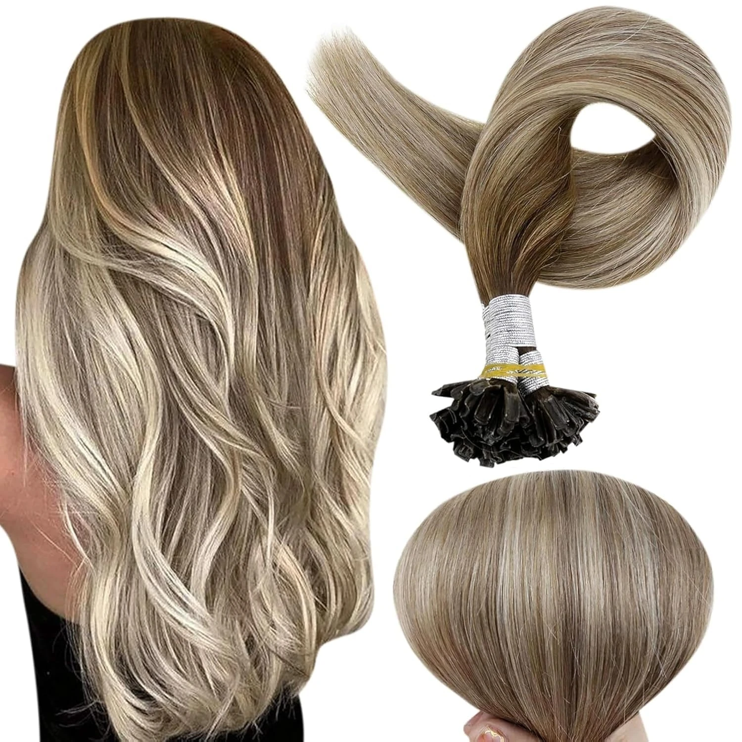 Full Shine U Tip Hair Extensions Balayage Color 50 or 100 Strands Keratin Fusion Prebonded Real Human Hair for Women