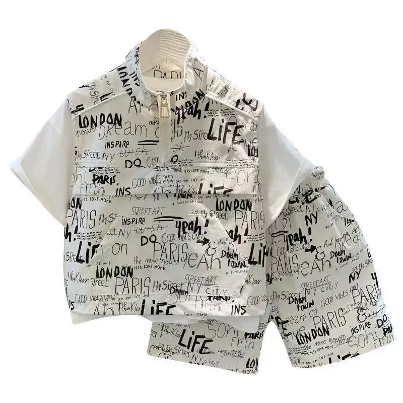 

Boys Summer Clothing Set 2025 New Korean Edition Children's Wear Boys and Babies Short sleeved T-shirt and Shorts Two-piece Set